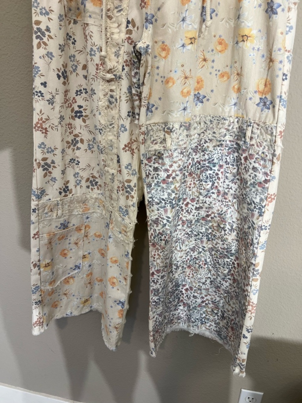 ♦️6 hr sale♦️Pol Margo floral patchwork relaxed fit wide leg jeans boho hippie L - Picture 8 of 14
